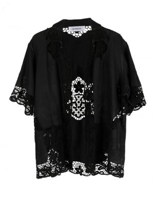 Czarna koszula bawełniana koronkowa Damir Doma