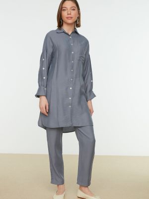 Плетена риза с копчета Trendyol сиво
