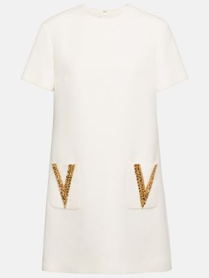 Mini robe en laine en soie à imprimé Valentino blanc