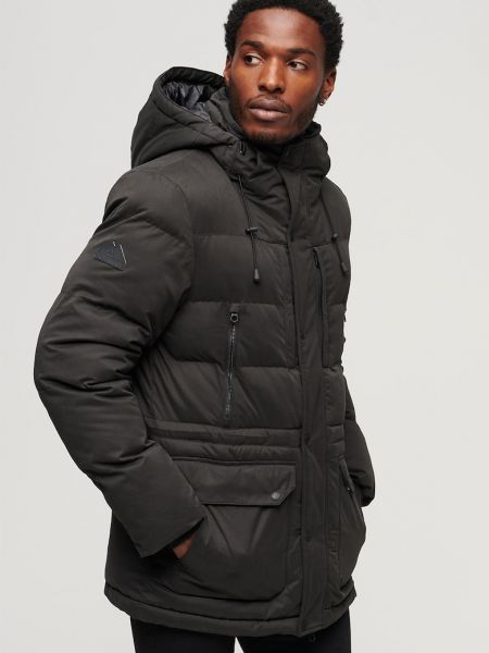 Утепленная куртка с капюшоном с карманами Superdry черная