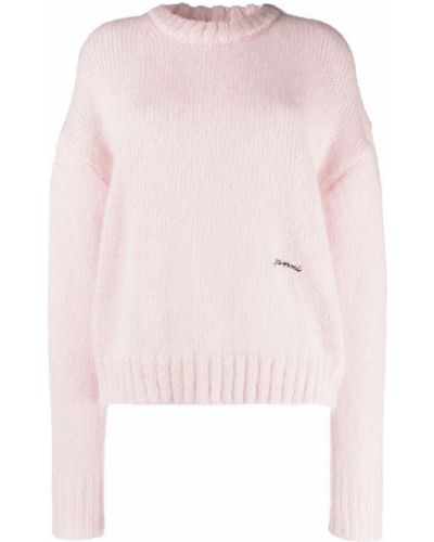 Пуловер бродиран Ganni розово