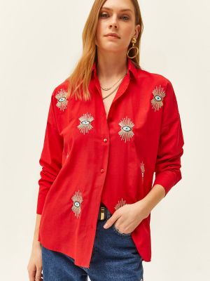 Плетена риза с пайети Olalook червено