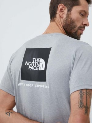 Тениска с дълъг ръкав с принт The North Face сиво