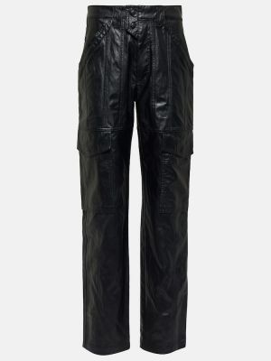 Kožené cargo kalhoty z imitace kůže Marant Etoile černé