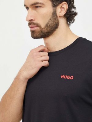 Bavlněné pyžamo s potiskem Hugo černé