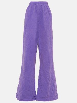 Relaxed памучни спортни панталони с висока талия Balenciaga виолетово