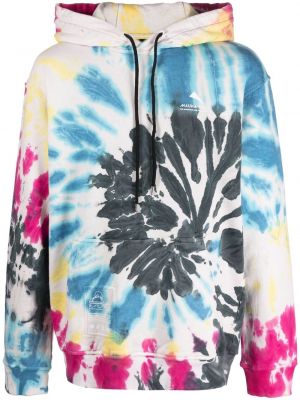 Tie dye genser med print Mauna Kea hvit