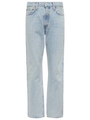 Bavlněné straight fit džíny s vysokým pasem Agolde - modrá