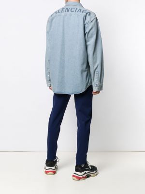 Camisa vaquera con estampado Balenciaga azul