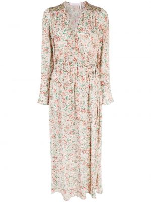 Dolga obleka s cvetličnim vzorcem s potiskom z v-izrezom See By Chloe oranžna