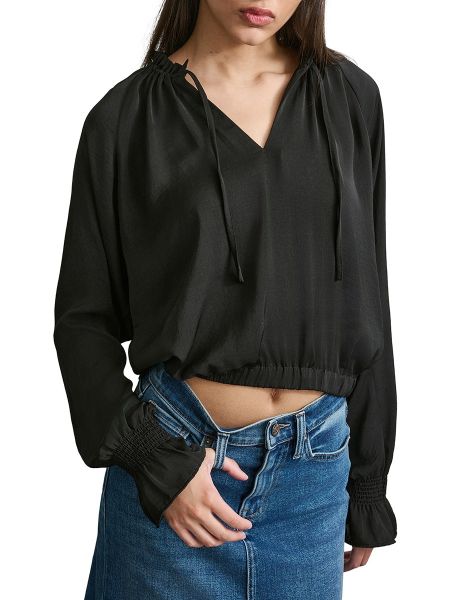 Blusa manga larga asimétrica Dkny Jeans negro