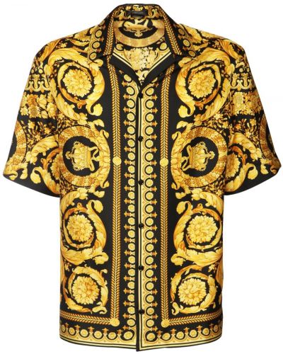 Hedvábná košile s potiskem Versace černá