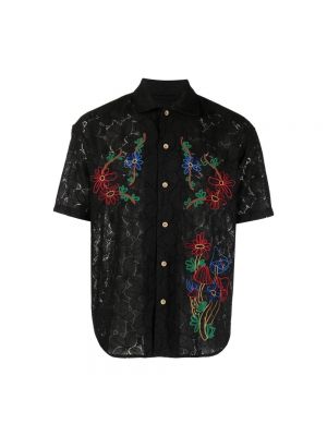 Chemise brodée à fleurs avec manches courtes Andersson Bell noir