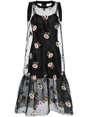 Virágos ruha nyomtatás Cynthia Rowley fekete