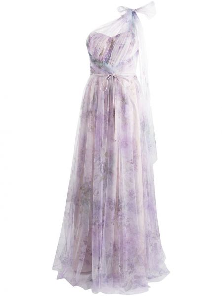 Vestido de noche de flores con estampado Marchesa Notte Bridesmaids violeta