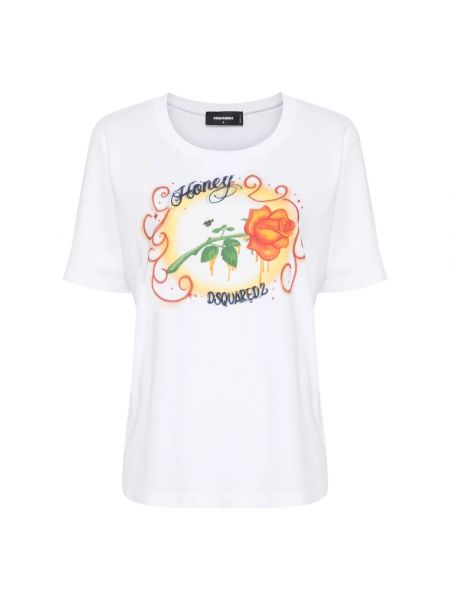 Koszulka z nadrukiem z dżerseju Dsquared2 biała