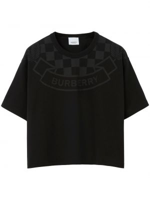 Tricou din bumbac în carouri cu imagine Burberry negru