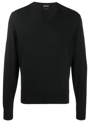 Jersey con escote v de tela jersey Tom Ford negro