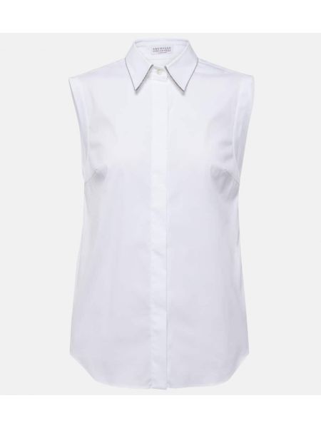 Βαμβακερό πουκάμισο Brunello Cucinelli λευκό