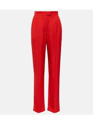Rovné kalhoty s vysokým pasem Alexander Mcqueen červené
