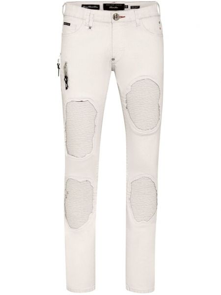 Skinny fit traperice s uzorkom zvijezda Philipp Plein bijela