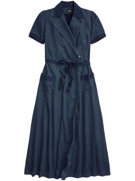 Bodkované džínsové šaty Ralph Lauren Rrl modrá