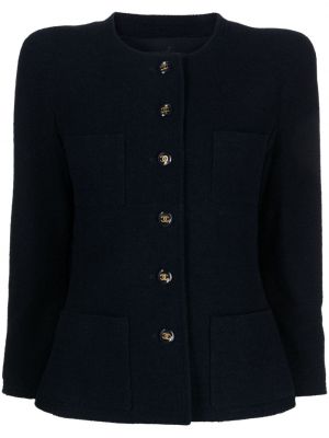Veste à boutons en tweed Chanel Pre-owned bleu
