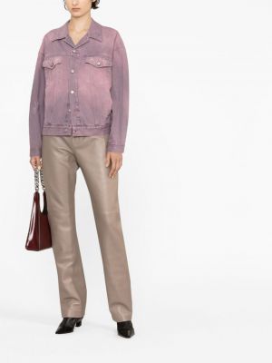 Kurtka jeansowa na guziki bawełniana Mm6 Maison Margiela różowa