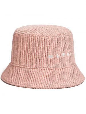 Pletená čiapka s výšivkou Marni ružová