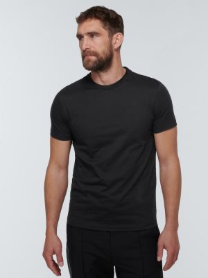 T-shirt di cotone in jersey Prada nero
