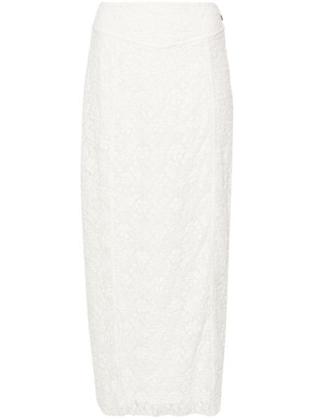 Čipkovaná kvetinová dlhá sukňa so sieťovinou Rotate Birger Christensen biela