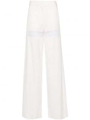Ριγέ παντελόνι με διαφανεια σε φαρδιά γραμμή Genny λευκό
