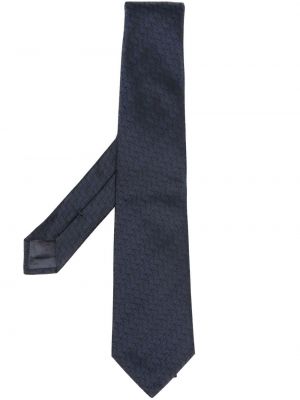 Копринена вратовръзка с десен рибена кост Emporio Armani синьо