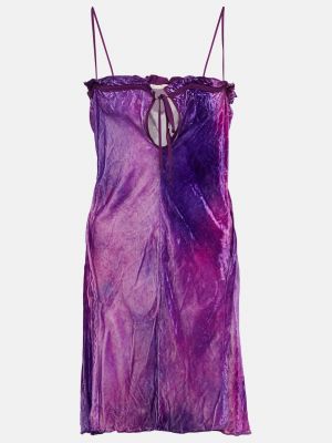 Бархатное платье мини Acne Studios фиолетовое