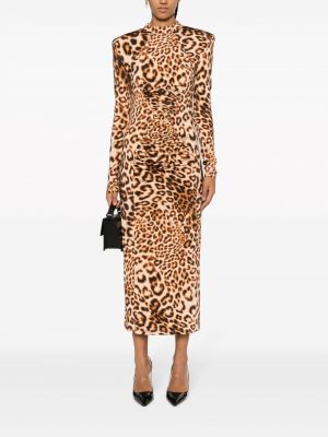 Maksi kleita ar apdruku ar leoparda rakstu Rotate brūns