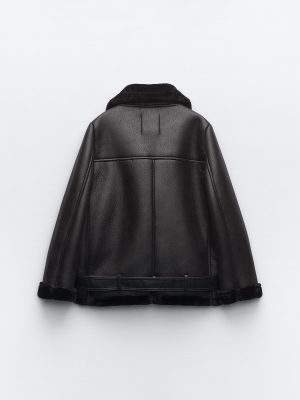 Кожаная куртка Zara черная