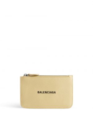 Kožená peňaženka s potlačou Balenciaga žltá