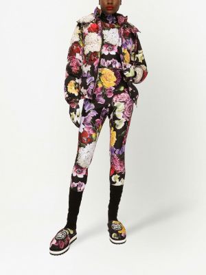 Geblümte daunenjacke mit print Dolce & Gabbana schwarz
