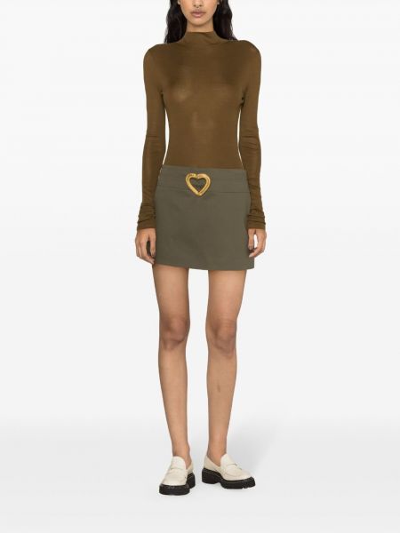 Mini sukně s přezkou se srdcovým vzorem Moschino zelené
