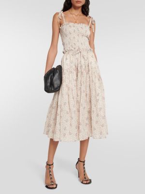 Pamučna midi haljina s cvjetnim printom Polo Ralph Lauren