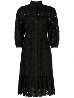 Midi obleka s čipko Marchesa Rosa črna