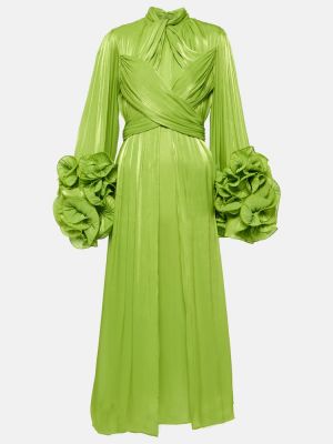 Drapírozott midi ruha Costarellos zöld