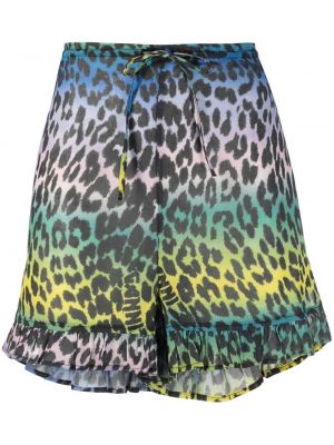 Kratke hlače s potiskom z leopardjim vzorcem Ganni modra