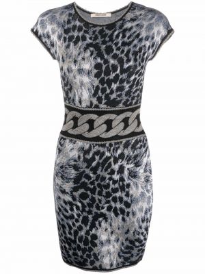 Плетена рокля с принт с леопардов принт Roberto Cavalli