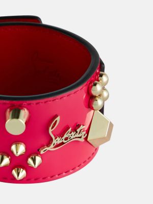 Bracelet en cuir verni à imprimé Christian Louboutin rose