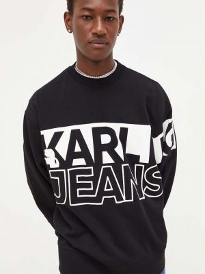 Hanorac cu fermoar din bumbac Karl Lagerfeld Jeans negru