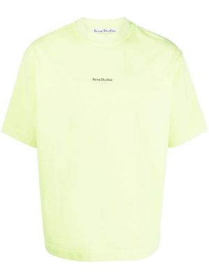 Kokvilnas t-krekls ar apdruku Acne Studios zaļš