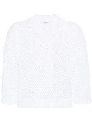 Dzianinowy sweter z cekinami Peserico biały