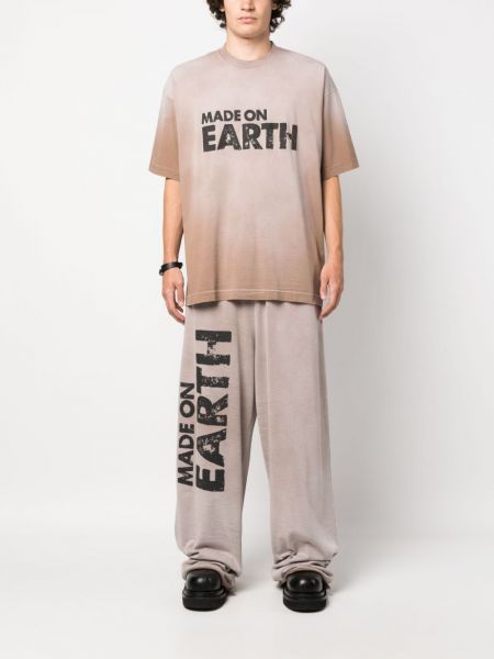Pantalon de joggings avec imprimé slogan en coton à imprimé Vetements marron