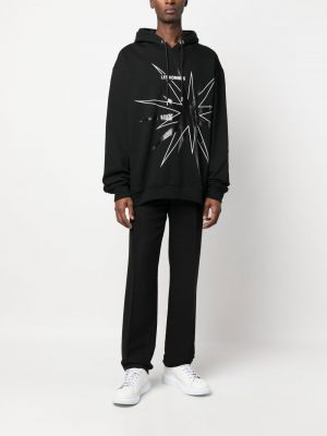 Zvaigznes kapučdžemperis ar apdruku Les Hommes melns